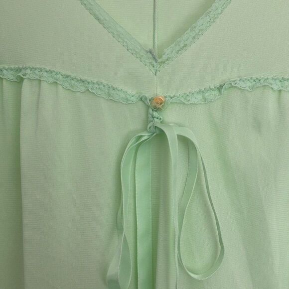 Vintage Womens Night Gown & Robe Set M Light Green Maxi Cottagecore St Patricks - Picture 5 of 15